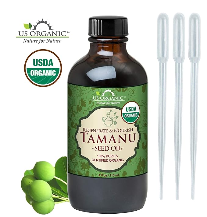 US Organic Tamanu Oil, USDA Certified Organic, 100% Pure Virgin Cold Pressed Unrefined, Dark Green Color, Sourced from Southeast Asia_Improved Cap_4oz (115 ml)-VivaGrace Women