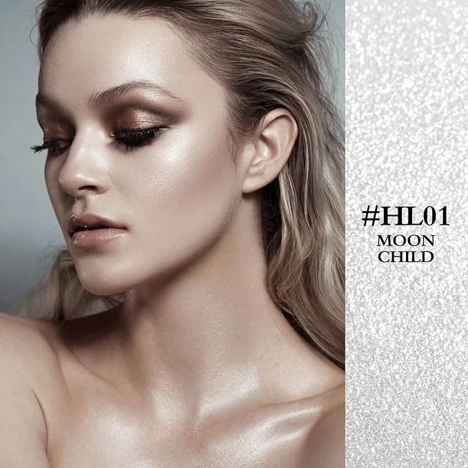 FOCALLURE Starfall Glowing Liquid Highlighter, Shimmering Body Oil, Non-Sticky Shimmer Liquid Luminizer, Non-Greasy, Face & Body Glitter Makeup for Costumes, Cosplay, Rave Festival, MOON CHILD-VivaGrace Women