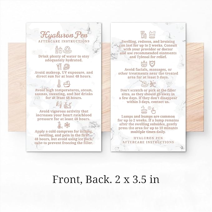 100 Pack - Premium Hyaluron Pen Lip Filler Aftercare Instructions Card 2 x 3.5" Accessories Supplies Kit Care - HP21A100_N-VivaGrace Women