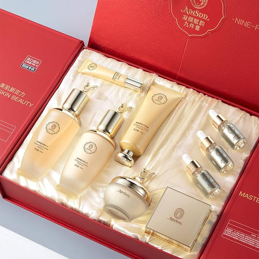 Condensing Beauty Nine-Pieces Skin Care Set kit Women Beauty Gift with Cleanser, Toner, Serum, Lotion, Eye Cream, Face Cream, BB Cream for Birthday, Christmas Day and Valentine's Day-VivaGrace Women