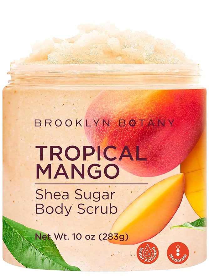 Brooklyn Botany Tropical Mango Shea Sugar Scrub for Body 10 oz – Deeply Hydrating and Gently Exfoliating Body Scrub for Women and Men - Made with Jojoba Beads-VivaGrace Women