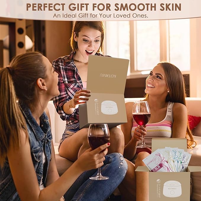 KOTAMU Waxing Kit for Women & Men, White Wax Kit for Hair Removal, Digital Waxing Pot for Thick Coarse Fine Fuzzy Hair & Sensitive Skin, Wax Warmer for Home Salon Use-VivaGrace Women