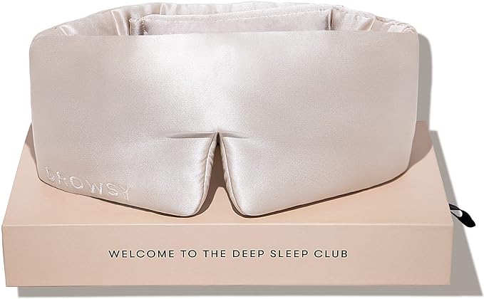 DROWSY Silk Sleep Mask. Face-Hugging, Padded Silk Cocoon for Luxury Sleep in Total Darkness. (Dusty Gold)-VivaGrace Women
