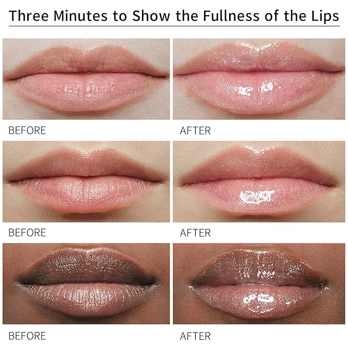 DEROL Lip Plumper Set, Lip Plumper Gloss, Natural Lip Plumper and Lip Care Serum, Lip Enhancer for Fuller, Lip Mask, Beautiful Fuller, Hydrating & Reduce Fine Lines Day&Night, 5.5ml (WS002)-VivaGrace Women