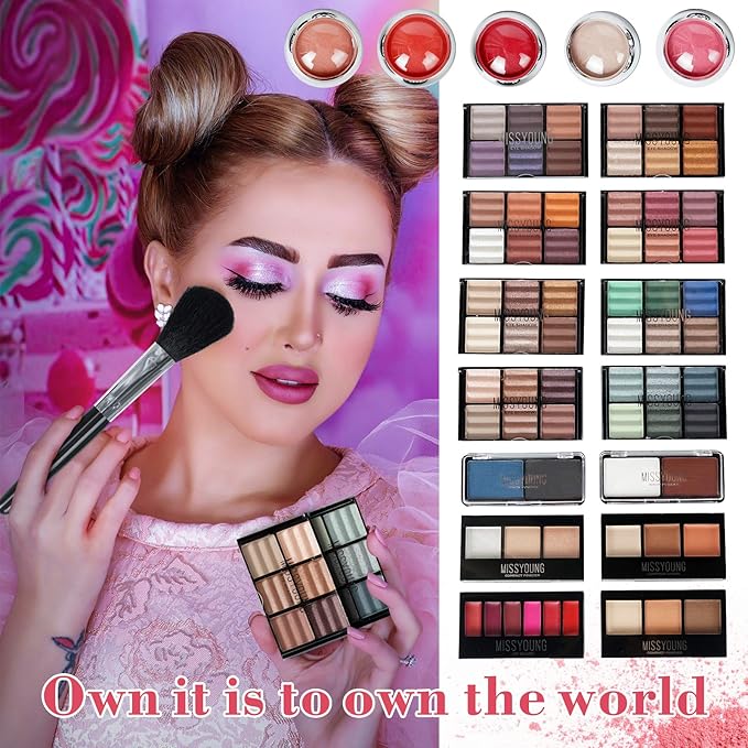All-in-one Holiday Make up Gift Set | Makeup Kit for Women Full Kit Essential Starter Bundle Include Eyeshadow Palette Lipstick Blush Foundation Concealer Face Powder Mascara Lipgloss Brush-VivaGrace Women