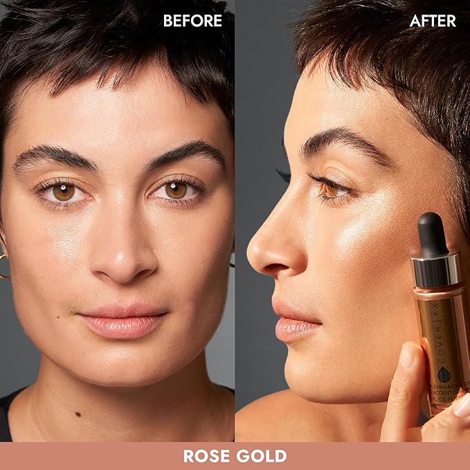 COVER FX Custom Enhancer Drops - Rose Gold: Bronzed Pink Finish - 15mL - Radiant Glow - Liquid Highlighter-VivaGrace Women