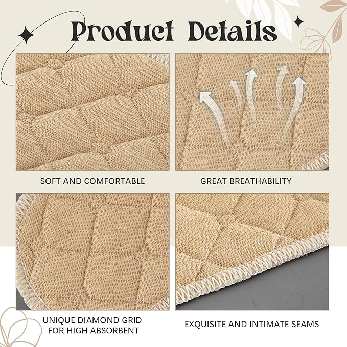 Toulite 20 Pcs Bra Liners for Sweat 18x3 Inch 3 Layer Washable Rectangle Cotton Under Breasts Pads for Women Absorb Sweating-VivaGrace Women