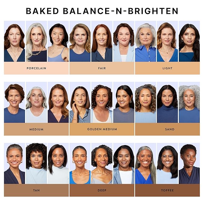 LAURA GELLER NEW YORK Award-Winning Baked Balance-n-Brighten Color Correcting Powder Foundation - Porcelain - Buildable Light to Medium Coverage - Demi-Matte Natural Finish-VivaGrace Women