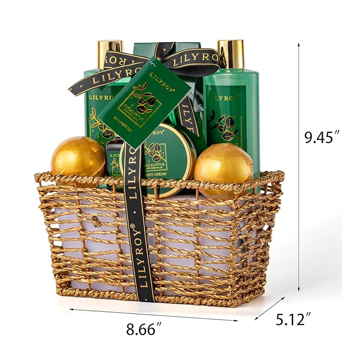 Bath & Body Gift Basket for Mothers Day - 10-Piece Eucalyptus Luxury Spa Set for Women & Men, Relaxation, Aromatherapy Ideal for Christmas, Father’s Day, Birthday with Shower Gel & More for Her & Him-VivaGrace Women