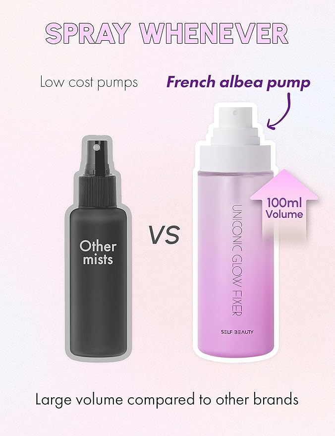 SELF BEAUTY Glow Makeup Setting Spray | Hydrating + Illuminating Makeup Setting Spray | Dewy Finish | Long-Lasting Makeup Fixing | Microfine Mist Spray | 3.38fl.oz, 100ml-VivaGrace Women