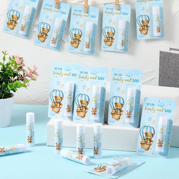 50 Pack Baby Shower Lip Balm Bulk Bear Baby Shower Favors Baby Mint Flavor Lip Balm Baby Shower Gifts for Guest Bear Themed Baby Shower Thank You Gifts Girls Boys Games Gender Reveal Favors-VivaGrace Women