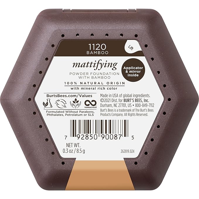 Burt’s Bees 100% Natural Origin Mattifying Powder Foundation, Bamboo, 0.3 Ounce, Packaging May Vary-VivaGrace Women
