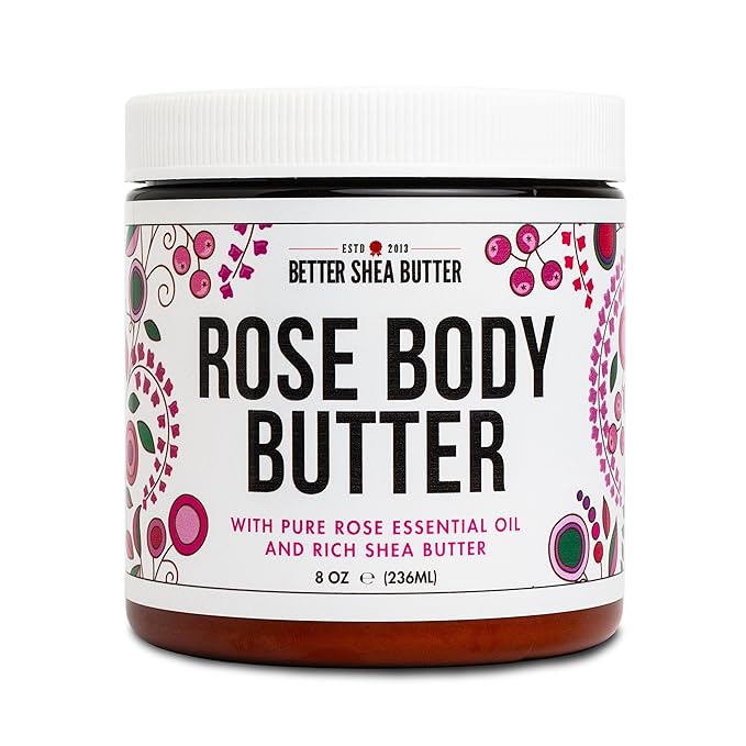 Rose Body Butter for Dry Skin with Whipped Shea Butter and Pure Essential Oil | Ultra Hydrating Rose Lotion for Women | All Natural Moisturizer with No Synthetic Fragrances-VivaGrace Women