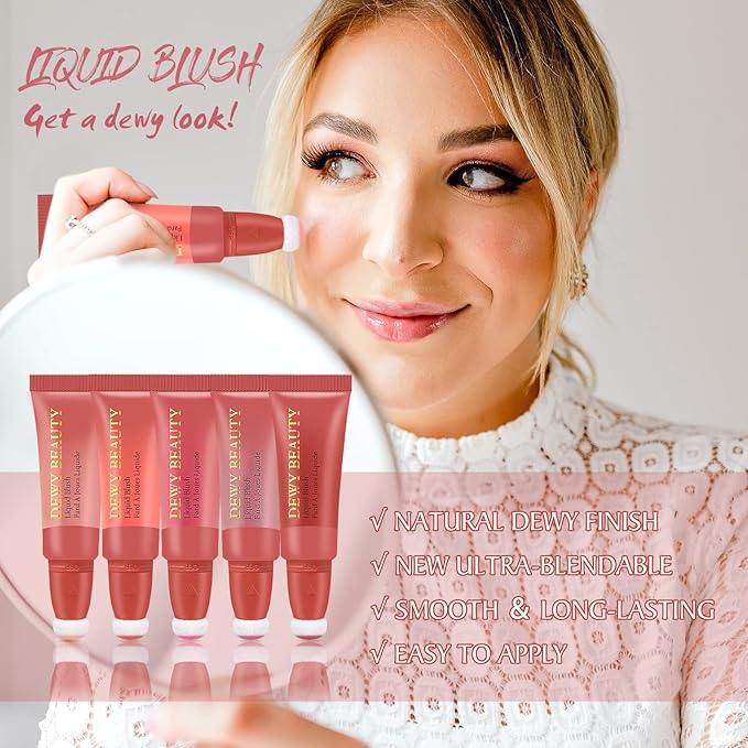 Liquid Blush Makeup Wand, Cream Liquid Blush with Cushion Applicator For Cheeks Tint, Natural-looking, Glow Dewy Finish, Weightless Blendable Liquid Blush Stick | #102 ENERGETIC-Coral Orange-VivaGrace Women