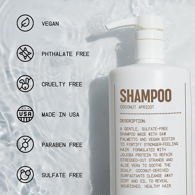 Blu Atlas Men's Natural Shampoo – Organic, Sulfate-Free, Paraben-Free – Deep Cleansing & Hydrating – Coconut Apricot Scent – Made in America – 32 oz-VivaGrace Women