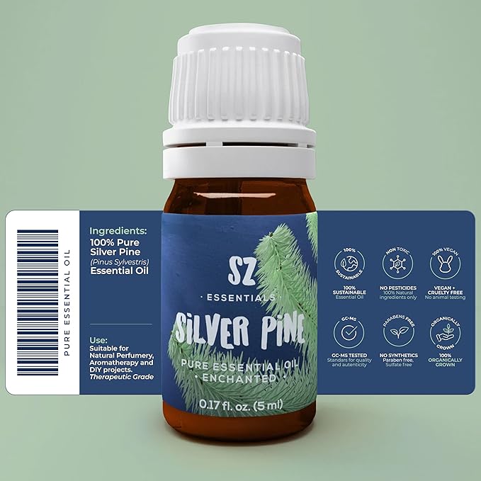 Silver Pine Essential Oil - 100% Pure & Undiluted- Extracted from Pinus Sylvestris - Clean & Fresh Scent with Woody Overtones - Therapeutic Grade & Vegan - 0.17oz (5ml)-VivaGrace Women