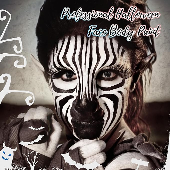 White Water Based Face Body Paint, 2.37 OZ Washable Large Tube Full Coverage Face Paint Cream for Adult Carnival Cosplay Halloween SFX Skull Joker Zombie Vampire Skeleton Goth Makeup-VivaGrace Women