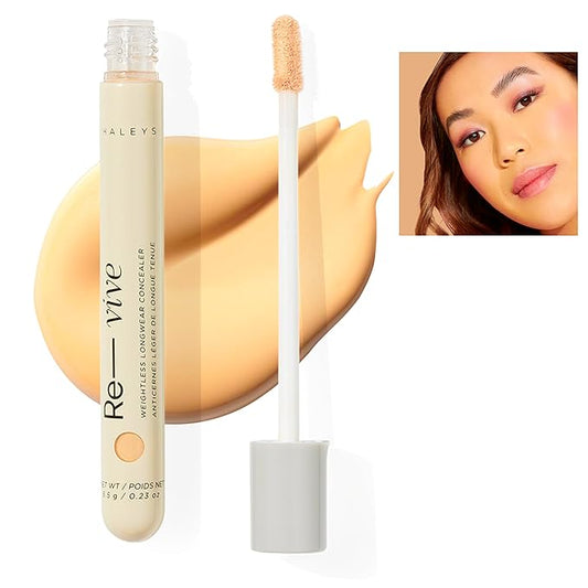 HALEYS Weightless Longwear Concealer (Light/Medium - Warm), Re-vive, Medium to Full Coverage, Gripping Concealer, All-Day Wear, Spot Concealing, Brightens, Streak-free, Light-diffusing, V+CF-VivaGrace Women
