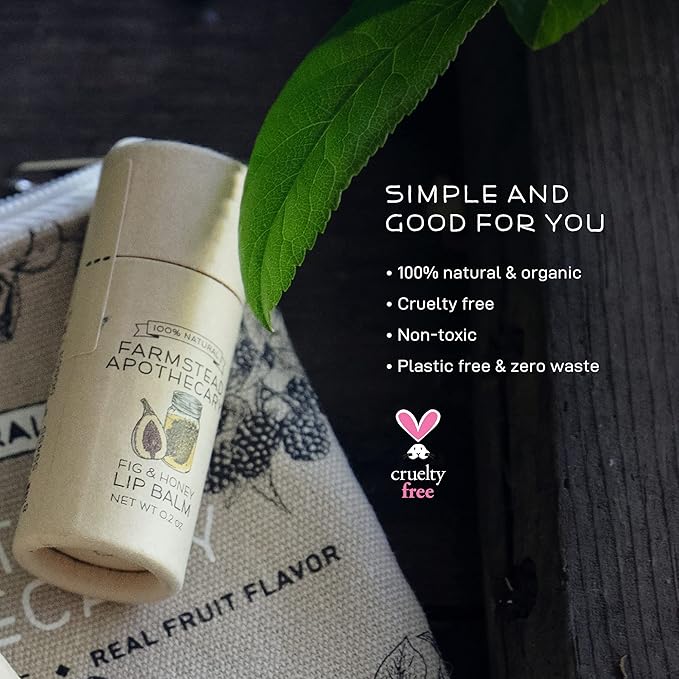 Farmstead Apothecary 100% Natural Lip Balm with Organic Beeswax, Organic Shea Butter & Organic Coconut Oil, Fig & Honey 0.25 oz-VivaGrace Women