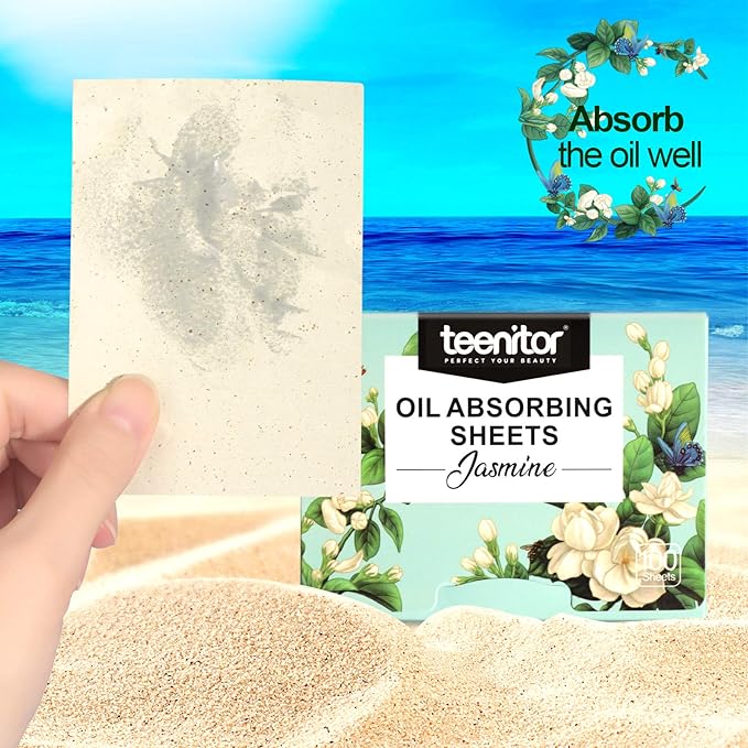 Teenitor Oil Blotting Papers for Face, 100 Sheets Jasmine Oil Blotting Sheets for Oily Skin, Oil Control Film Oil Absorbing Sheets for Face Men Women, Oil Absorbent Pads-VivaGrace Women