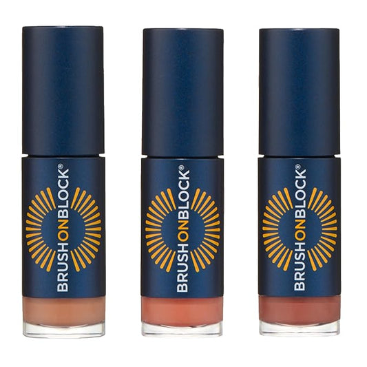 Brush On Block Sun Shine Protective Lip Oil 3 Color Variety Pack, Broad Protection Hydrating SPF 30 Mineral Sunscreen, Nude Tint, Coral, and Fig-VivaGrace Women