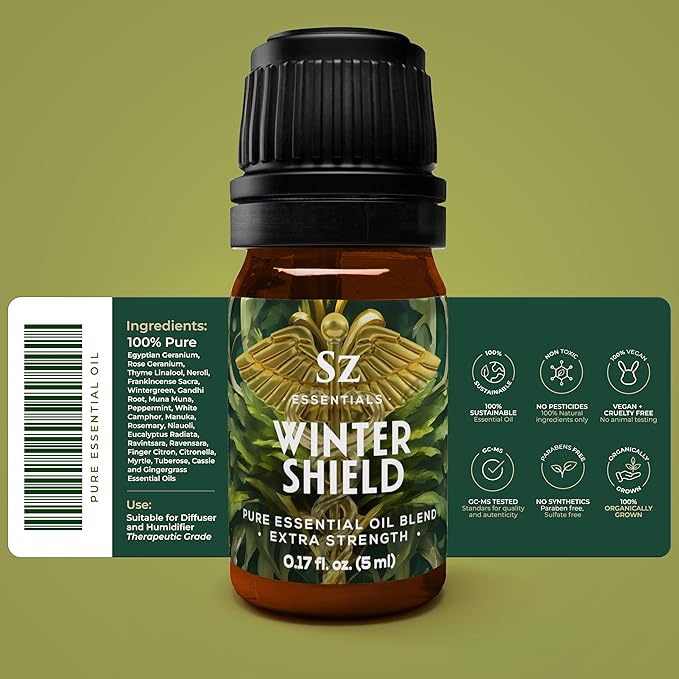 Winter Shield Essential Oil Blend for Diffuser and Humidifier - Extra Strength Protective Seasonal Defense - 100% Pure, Natural & Undiluted - Therapeutic Grade & Vegan - 0.17 oz (5ml)-VivaGrace Women
