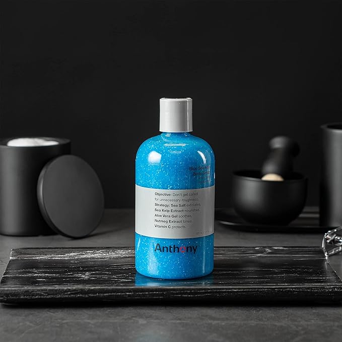 Anthony Exfoliating Body Scrub, Sea Salt, Vitamin C & Aloe Vera, Deep Cleans, Smooths Rough Patches, Soothes & Protects Skin, Hydrating Blue Sea Kelp Body Wash, 12 Fl Oz, Refreshes & Revitalizes-VivaGrace Women