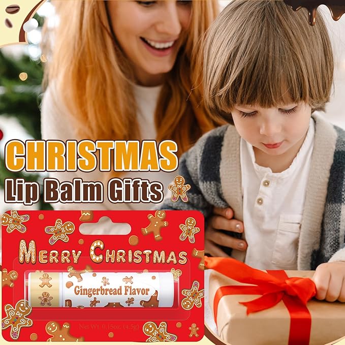 25 Pcs Christmas Lip Balms Stocking Goodie Bags Stuffers Bulk Xmas Gifts Candy Hot Cocoa Cookie Cinnamon Gingebread Biscuits Flavor 5 Style Holiday Treat Small Gifts Party Supplies-VivaGrace Women