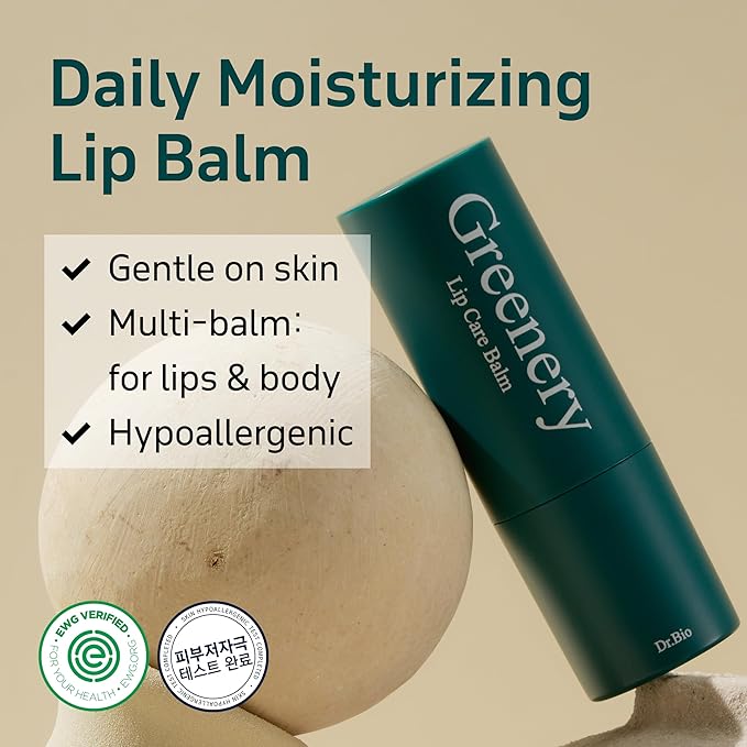 Dr. Bio Greenery Lip Care Balm (0.28oz/8g)| Hydrating Relief Balm for Dry, Chapped Lips | Lip Treatment with Natural Oils & Probiotics | Lip Moisturizer Repair Stick | Vegan Korean Skin Care | 2 Tubes-VivaGrace Women