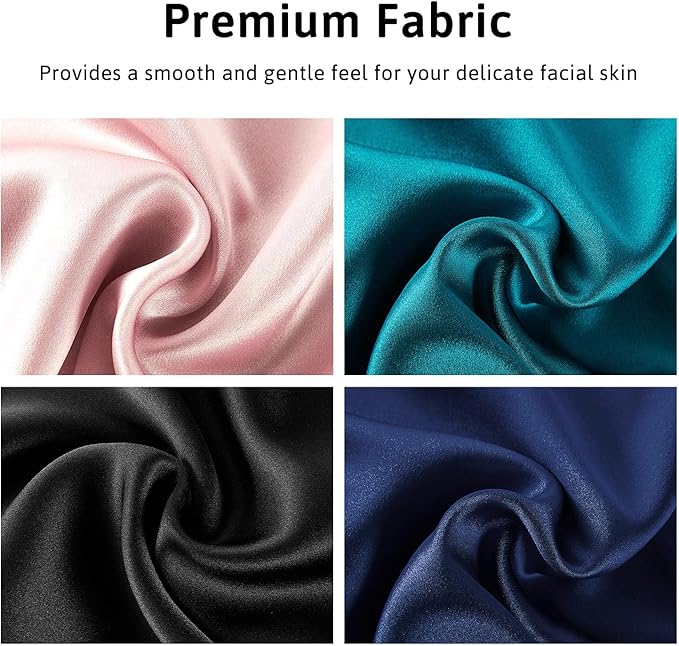 Silk Sleep Mask for Women Men, Mulberry Silk Eye Sleeping Mask & Blindfold with Adjustable Velcro Strap, Blackout Eye Cover for Sleep Travel Yoga Nap, Large Size, Black-VivaGrace Women