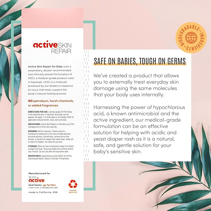 Active Skin Repair Natural, Non-Toxic, No Sting Baby Spray First Aid Safe For Use on Diaper Rash, Baby Acne, Eczema, Cuts, Wounds, Scrapes, and Other Skin Irritations (3 oz. Spray)-VivaGrace Women