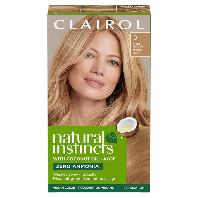 Clairol Natural Instincts Demi-Permanent Hair Dye, 9 Light Blonde Hair Color, Pack of 1 - Packaging May Vary-VivaGrace Women
