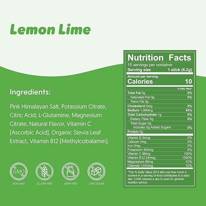 Waterboy Workout Hydration | 2,960mg Sugar Free Electrolyte Powder Packets | L-Glutamine + Vitamins | No Sugar, All Natural, Gluten Free | 15 Drink Stick Mixes (Lemon Lime)-VivaGrace Women