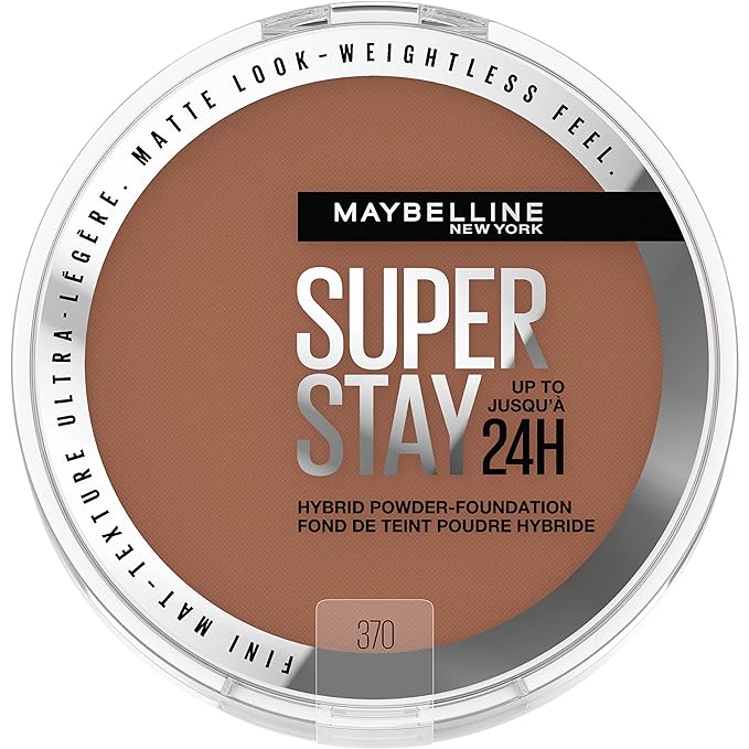 Maybelline Super Stay Up to 24HR Hybrid Powder-Foundation, Medium-to-Full Coverage Makeup, Matte Finish, 370, 1 Count-VivaGrace Women