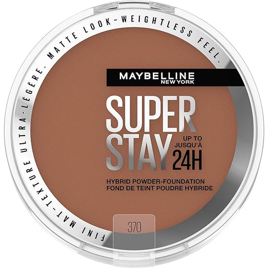 Maybelline Super Stay Up to 24HR Hybrid Powder-Foundation, Medium-to-Full Coverage Makeup, Matte Finish, 370, 1 Count-VivaGrace Women