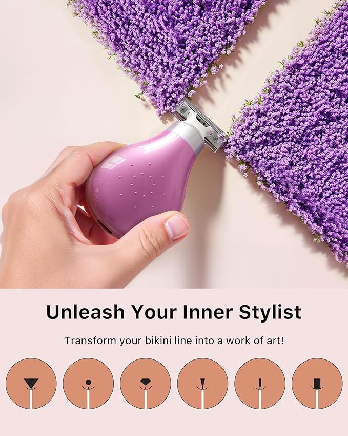 Mini Bikini Trimmer for Women - Intimate Pubic Hair Removal, Electric Body Groomer, Small Portable Wet/Dry Shaver, Magnetic Blade, USB-C Rechargeable with Travel Case, Easy to Clean (Pink)-VivaGrace Women