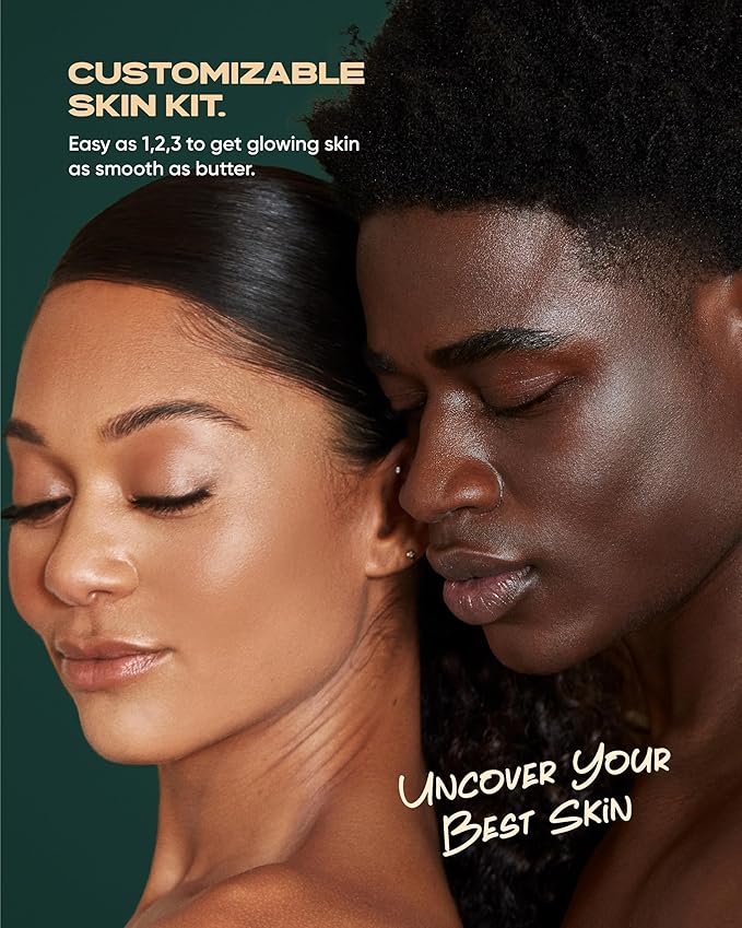 Buttah Skin Transforming Kit for Melanin Rich Skin | CocoShea Revitalizing Cream 2 oz | Vitamin C Serum 1 oz | Buttah Cleanser 3.4 oz | Black Owned Skincare-VivaGrace Women