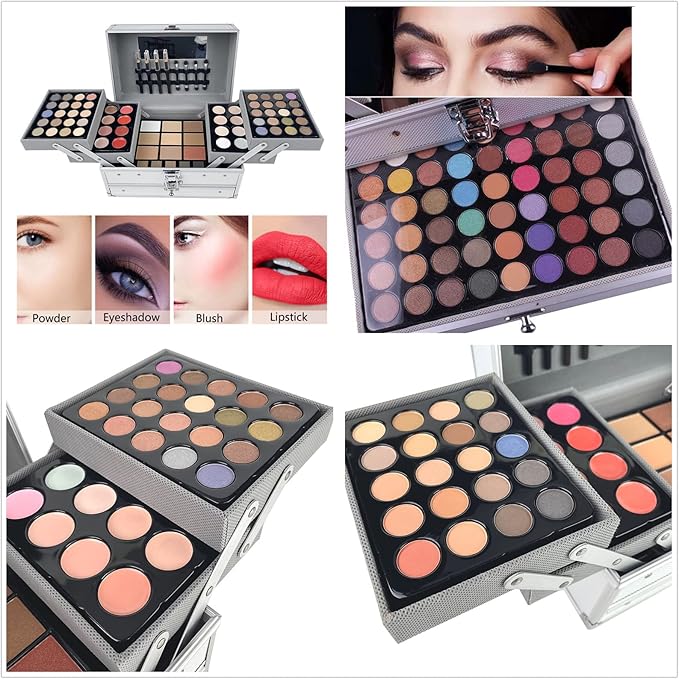 Professional 132 Colors All-in-one Makeup Palette Cosmetic Contouring Kit Combination with Eyeshadow, Cream Concealer, Eyebrow Powder, Lip Gloss Blusher and Pressed Powder-VivaGrace Women