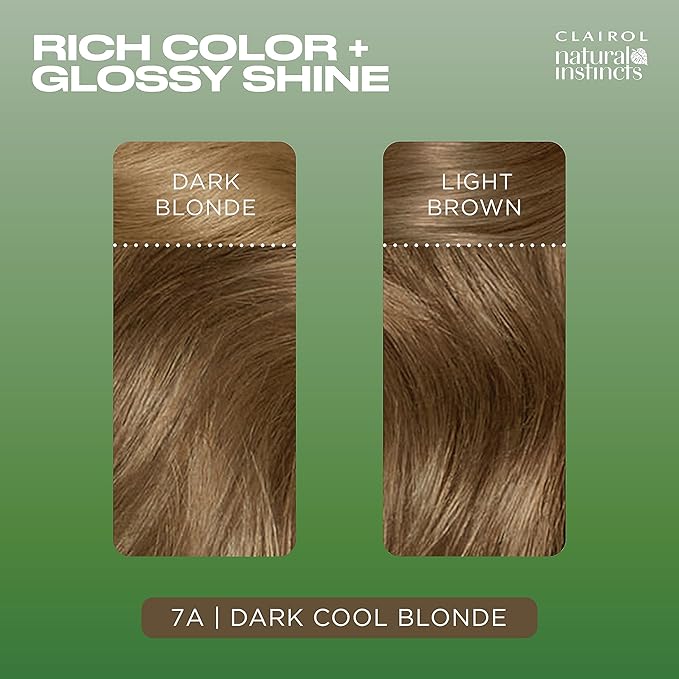 Clairol Natural Instincts Demi-Permanent Hair Dye, 7A Dark Cool Blonde Hair Color, Pack of 1-VivaGrace Women