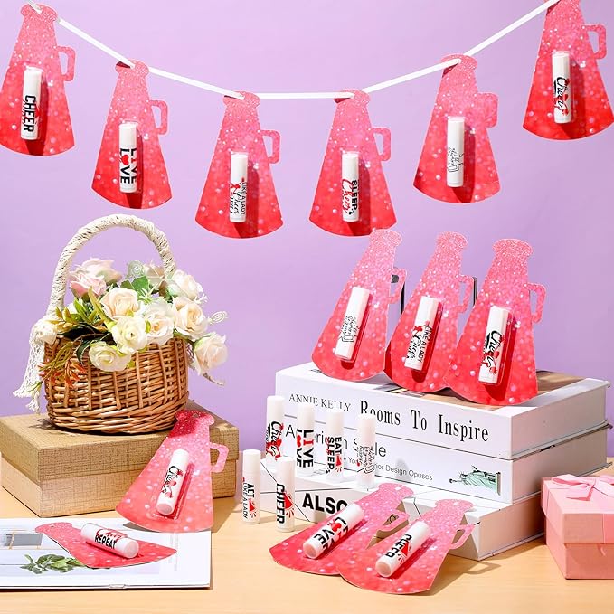 60 Pcs Cheerleading Lip Balm Bulk Cheer Teams Lip Balm Gifts Set Honey Moisturizing Lip Care Flavor Hydration Dry Chapped Lips for Men Women Children(Red)-VivaGrace Women