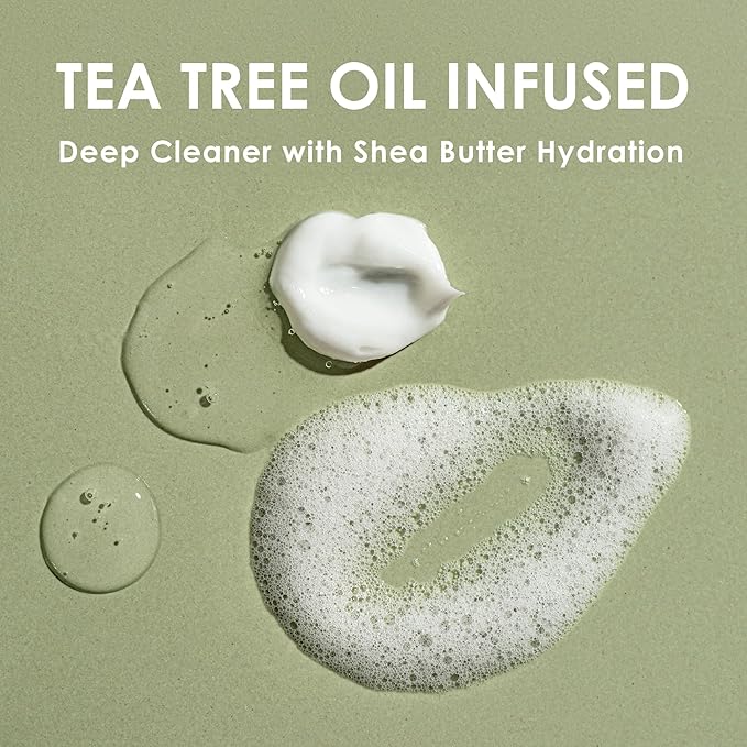 Gentle Tea Tree Oil Foaming Facial Cleanser – 1.6oz – Non-Irritating Eyelid Cleanser & Face Wash with Tea Tree, Chamomile & Shea Butter