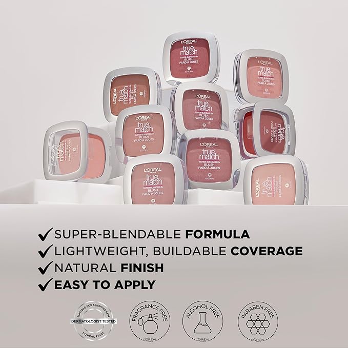 L'Oreal Paris True Match Super-Blendable Blush, Spiced Plum, 0.21 oz.-VivaGrace Women