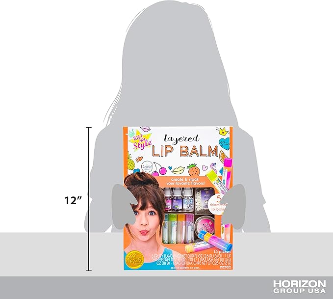 Just My Style Layered Lip Balm by Horizon Group USA, DIY 5 Shimmering Lip Balms, Mix Fruity Flavors To Make Your Own Unique Lip Balm. Strawberry, Tropical Fruit & Very Berry-VivaGrace Women