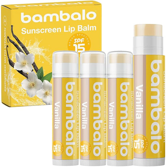 4-Pack Vanilla SPF 15 Lip Balm - Organic Ingredients, Broad Spectrum UVA/UVB Protection - Hydrating & Moisturizing, USA Made-VivaGrace Women