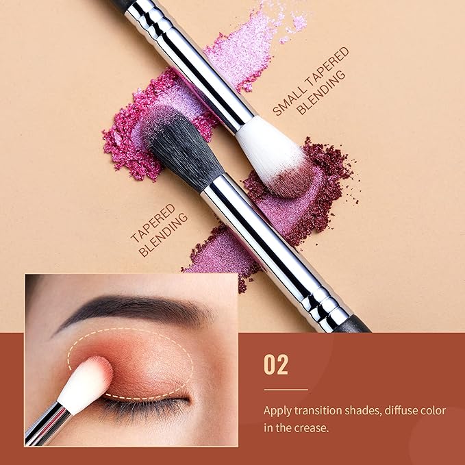 Jessup Eyeshadow Brush Set Professional Eye Blending Brushes for Lid Small Fluffy Soft Eye Brushes 10pcs, T331-VivaGrace Women