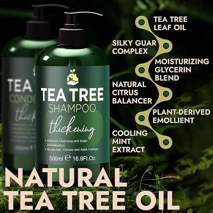 Tea Tree Shampoo & Conditioner Set | Thinning Hair Loss Treatments for Men and Women | Soothes Itchy Scalp & Dandruff | Boosts Hair Growth & Reduces Hair Loss | Sulfate & Paraben Free-VivaGrace Women