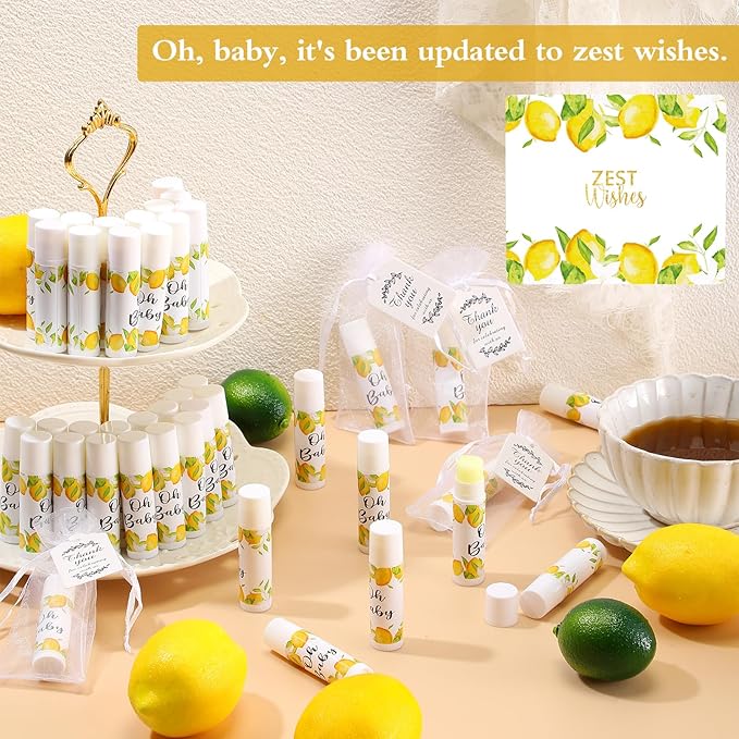 Fumete 50 Pack Lemon Baby Shower Party Gifts Favors Bulk Lip Balms for Guests Boys Girls Neutral Gender Reveal Favors for Baby Shower Prizes Souvenirs Bags Stuffer Classroom Prizes-VivaGrace Women