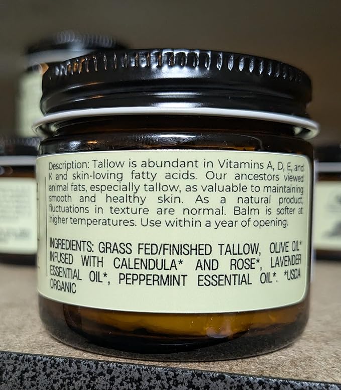 Handmade Whipped Tallow Balm (Lavender Peppermint): Organic Body Butter with Infused Olive Oil- 1.3 oz-VivaGrace Women