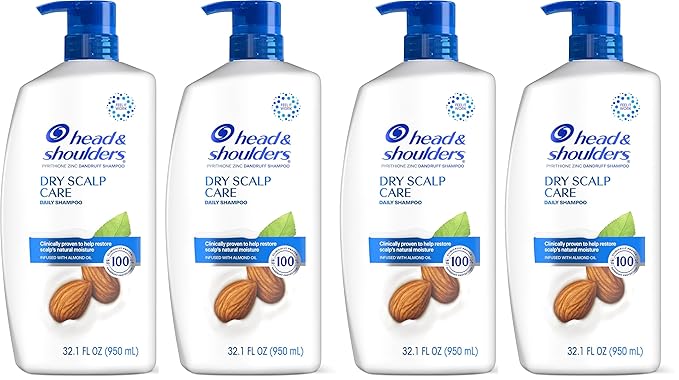 Head and Shoulders Shampoo, Daily-Use Anti-Dandruff Paraben Free Treatment, Dry Scalp Care with Almond Oil, 32.1 fl oz, Twin Pack (Pack of 2)-VivaGrace Women