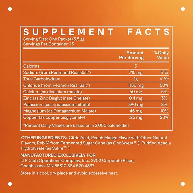 LTH Hydrate Hydration Mix - Trusted by Life Time Fitness Members - NSF Certified for Sport - Electrolyte Powder - Plant-Based, Non-GMO, Gluten Free - 15 Single-Serve Packets (Peach Mango) - 2-Pack-VivaGrace Women